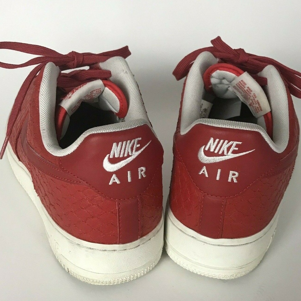 Nike Air Force One Low LV8 Mens Red Leather Shoes - Picture 2 of 8